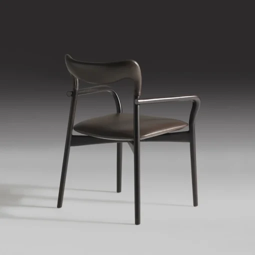 Sedia Achille in pelle scura