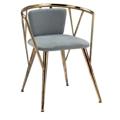 Sedia Atlantis in Metallo Lucidato Oro Antico