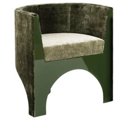 Sedia Curva in Velluto Verde "Volta" di Storagemilano