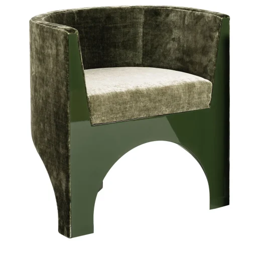 Sedia Curva in Velluto Verde "Volta" di Storagemilano