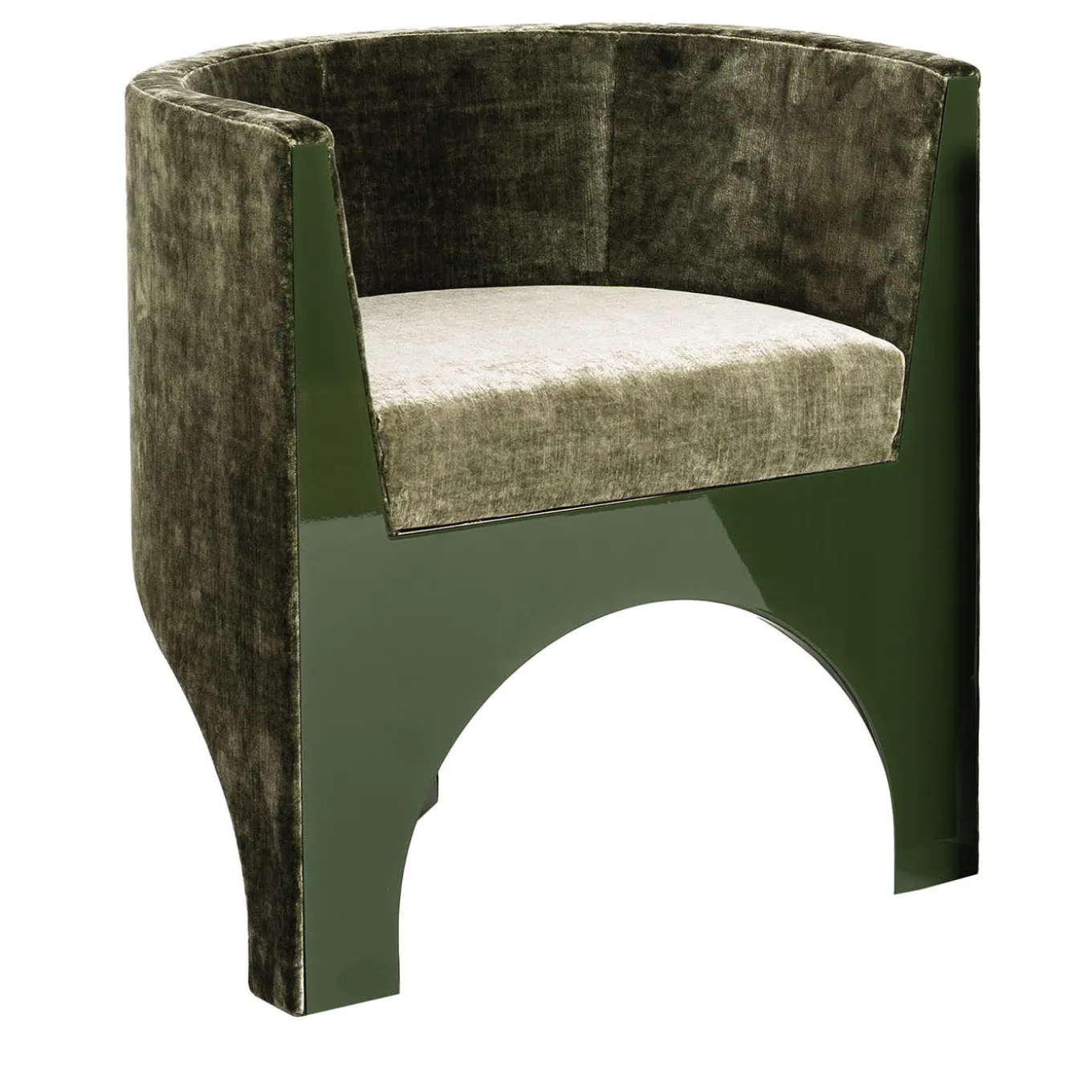 Sedia Curva in Velluto Verde "Volta" di Storagemilano