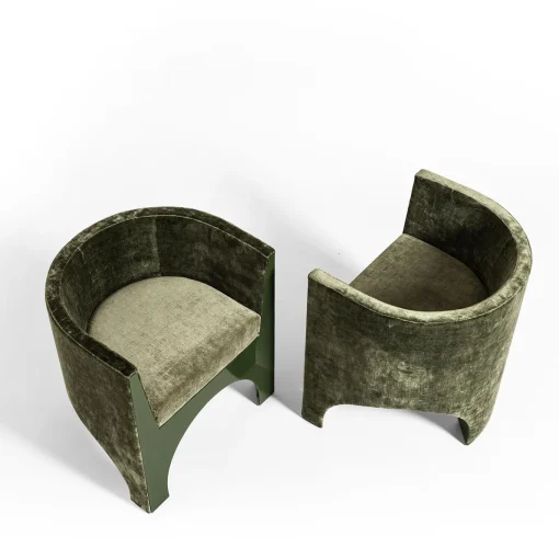 Sedia Curva in Velluto Verde "Volta" di Storagemilano