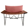 Sedia da salotto Caterina in velluto rosa e marrone