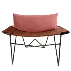 Sedia da salotto Caterina in velluto rosa e marrone