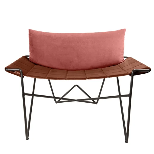 Sedia da salotto Caterina in velluto rosa e marrone