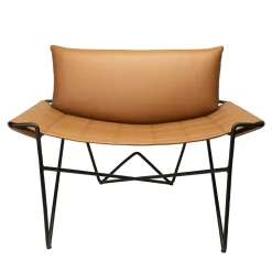 Sedia da salotto Caterina in pelle marrone