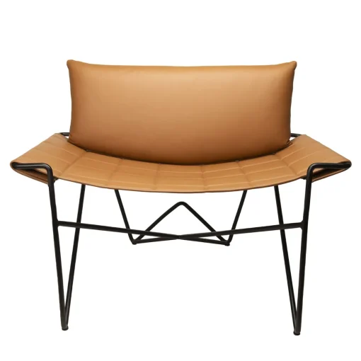 Sedia da salotto Caterina in pelle marrone