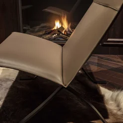 Sedia da salotto in pelle Mood Taupe