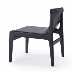 Sedia da salotto in pelle nera Burano di Balutto Associati
