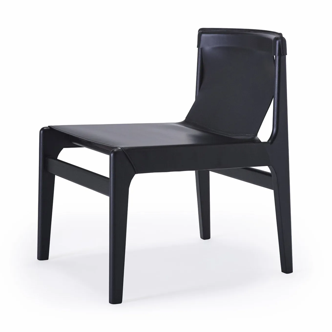 Sedia da salotto in pelle nera Burano di Balutto Associati