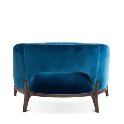 Sedia da salotto in velluto blu