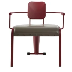 Sedia da salotto Rock Red con seduta in pelle grigia di Marc Sadler