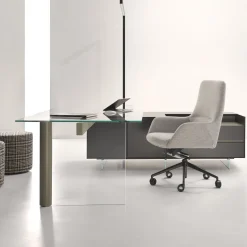 Sedia da ufficio Darwin M in tessuto grigio e base in alluminio