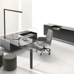 Sedia da ufficio Darwin M in tessuto grigio e base in alluminio