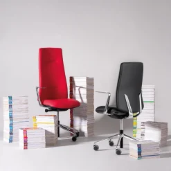 Sedia da Ufficio Girevole Ikon 2 in Pelle Rossa