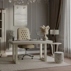 Sedia da ufficio girevole capitonné grigia della Collezione Studio Privè