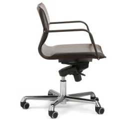 Sedia Girevole Lybra in Pelle Marrone