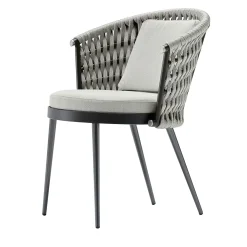 Sedia in tessuto grigio per esterni con cuscino