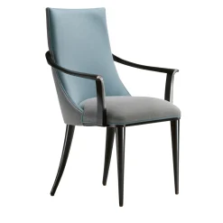 Sedia in Velluto Azzurro e Legno di Faggio Nero