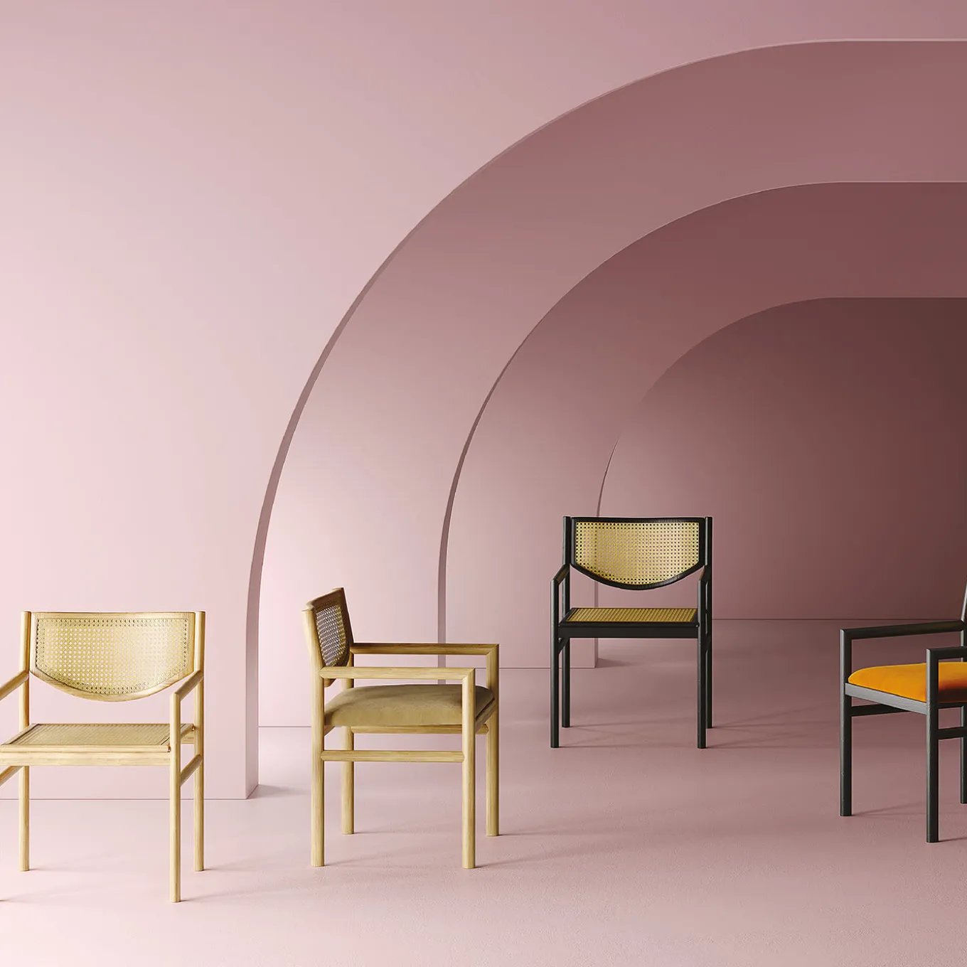 Sedia Klara in legno di frassino naturale e paglia di Vienna naturale di CSM