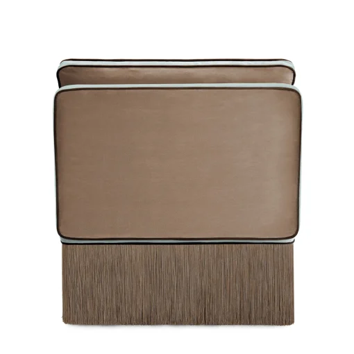 Sedia lounge modulare Lilli in tessuto azzurro chiaro e taupe con frange