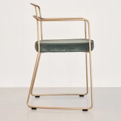 SEDIA SEIDECIMI AUREO VERDE IN OTTONE SPAZZOLATO A MANO