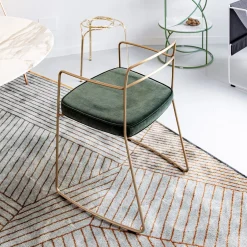 SEDIA SEIDECIMI AUREO VERDE IN OTTONE SPAZZOLATO A MANO