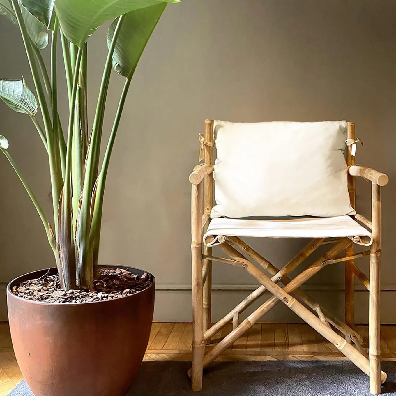 Sedia Wong in bambù con braccioli