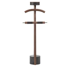 Servomuto Patrick in legno di noce con base in marmo nero