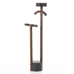 Servomuto Patrick in legno di noce con base in marmo nero
