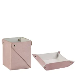 Set con vide poche e scatola miu in pelle color ostrica e rosa cenere