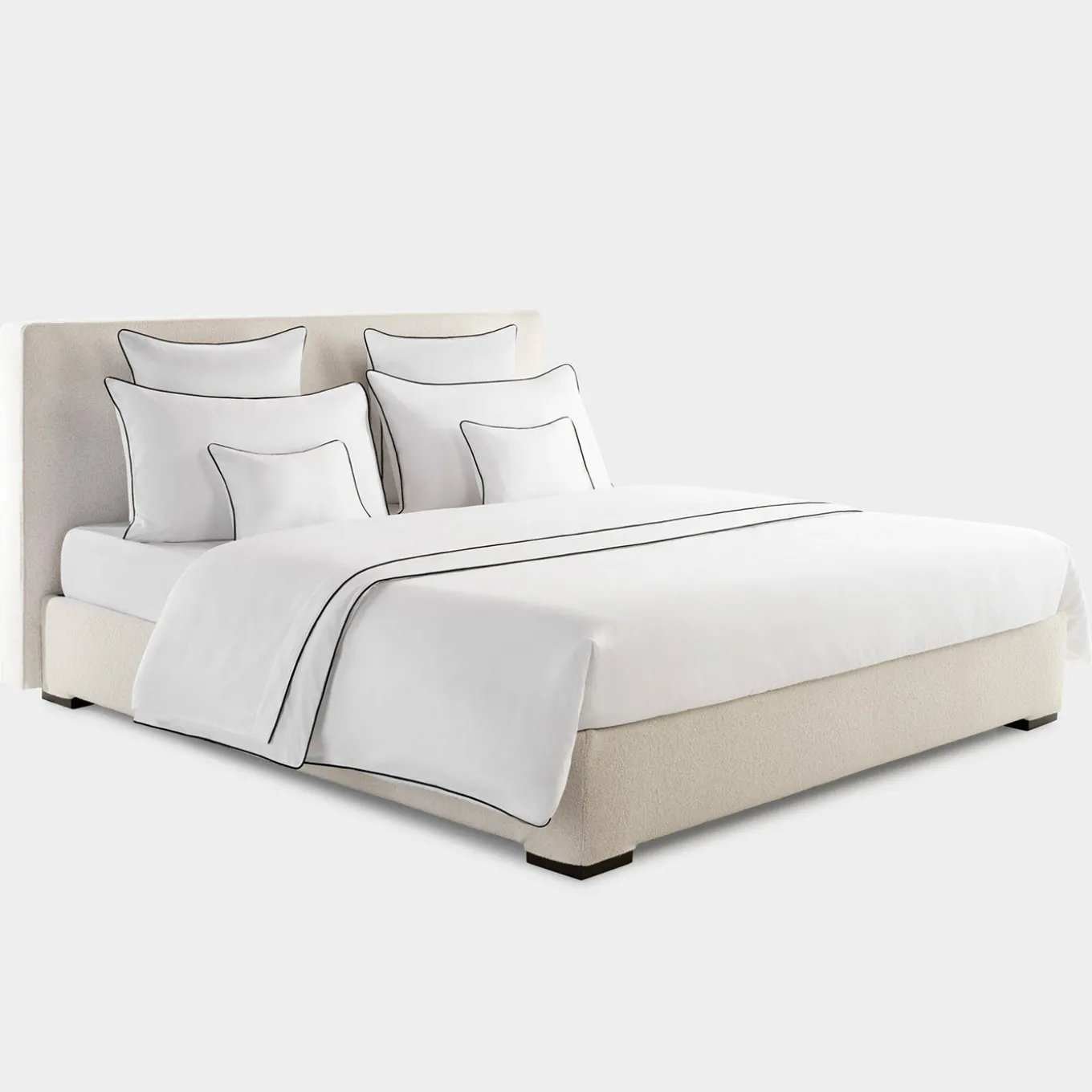 Set copripiumino ricamato PIPING in Cotone Percalle Bianco