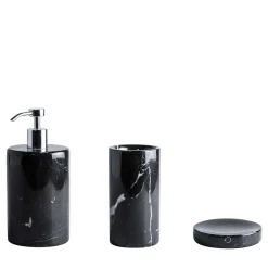 Set da bagno rotondo in marmo nero Marquina