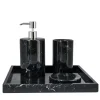 Set da bagno rotondo in marmo nero di Marquina con vassoio Spa