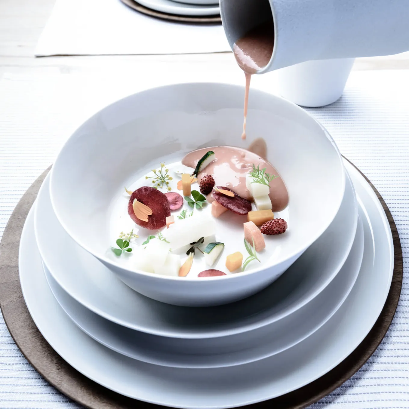 Set da pranzo 4 pezzi in ceramica bianca