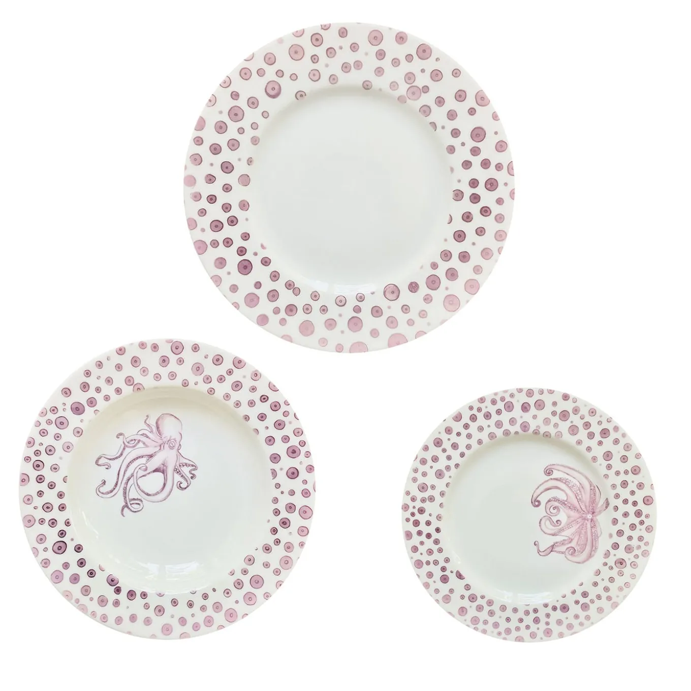 Set da pranzo Octopus viola e bianco