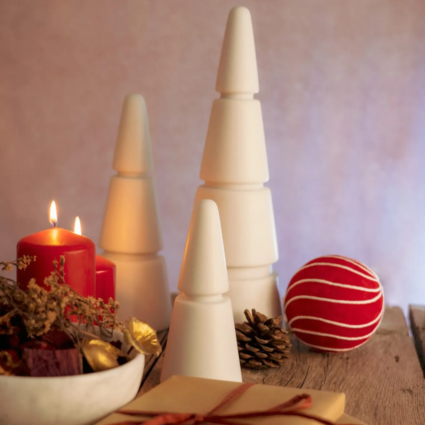 Set di 3 alberi di Natale in marmo bianco extra di Carrara