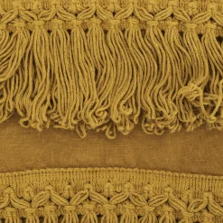 Set di 2 asciugamani in lino senape con lunghe frange