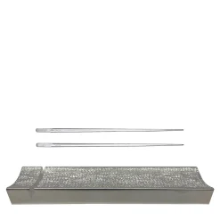 Set di 2 Bacchette Aria in Argento con Poggiabacchette New York