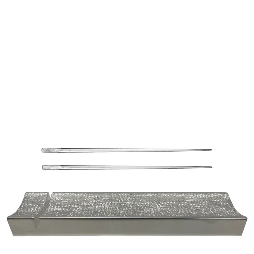 Set di 2 Bacchette Aria in Argento con Poggiabacchette New York