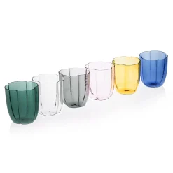 Set di 4 bicchieri da acqua con petali blu chiaro