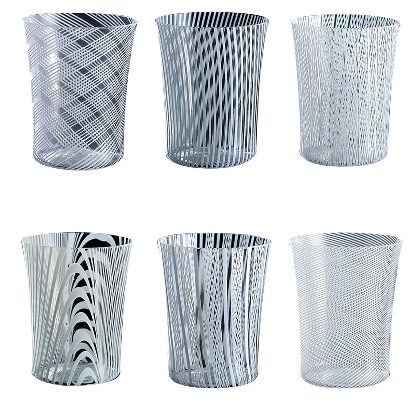 Set di 6 bicchieri da acqua Canova in filigrana bianca di Stefano Marcato