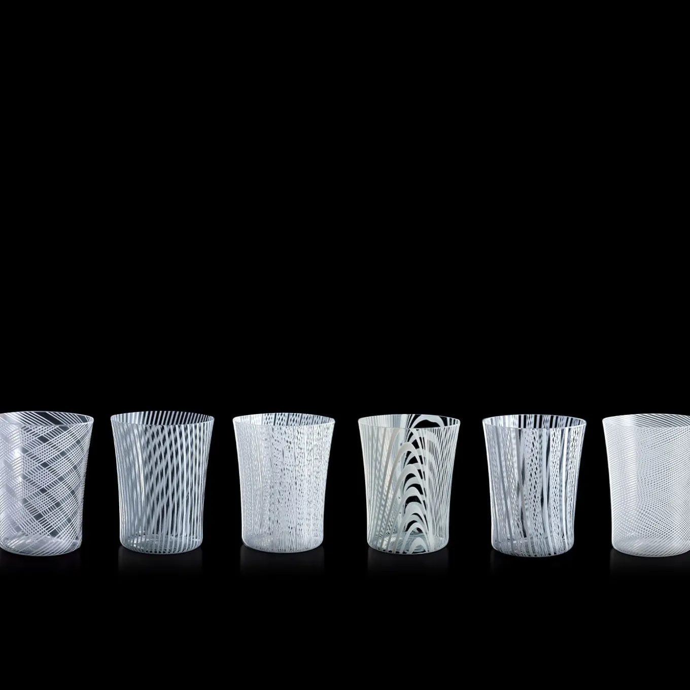 Set di 6 bicchieri da acqua Canova in filigrana bianca di Stefano Marcato
