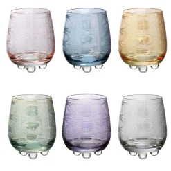 Set di 6 bicchieri da acqua a fantasia Perle Polychrome