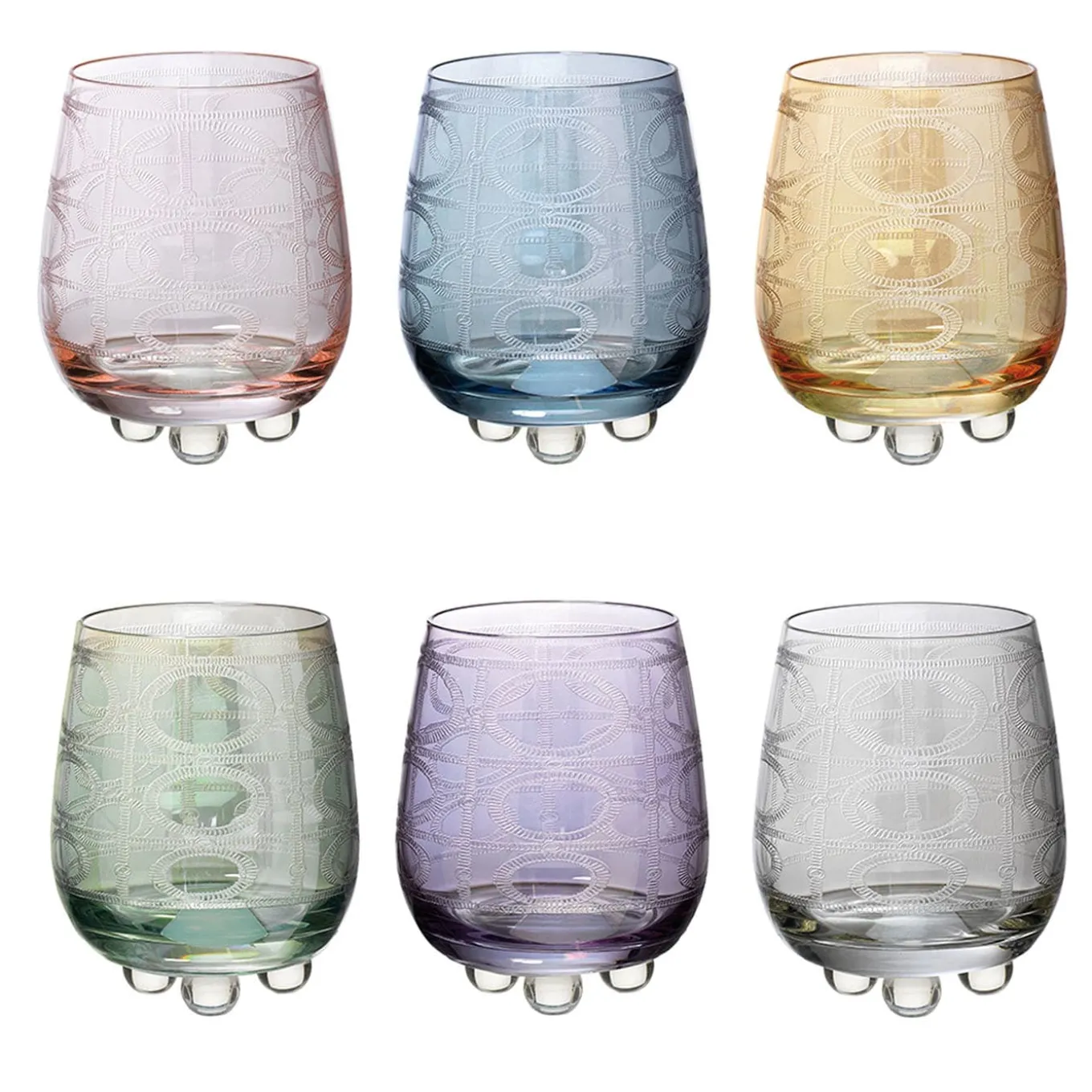 Set di 6 bicchieri da acqua a fantasia Perle Polychrome