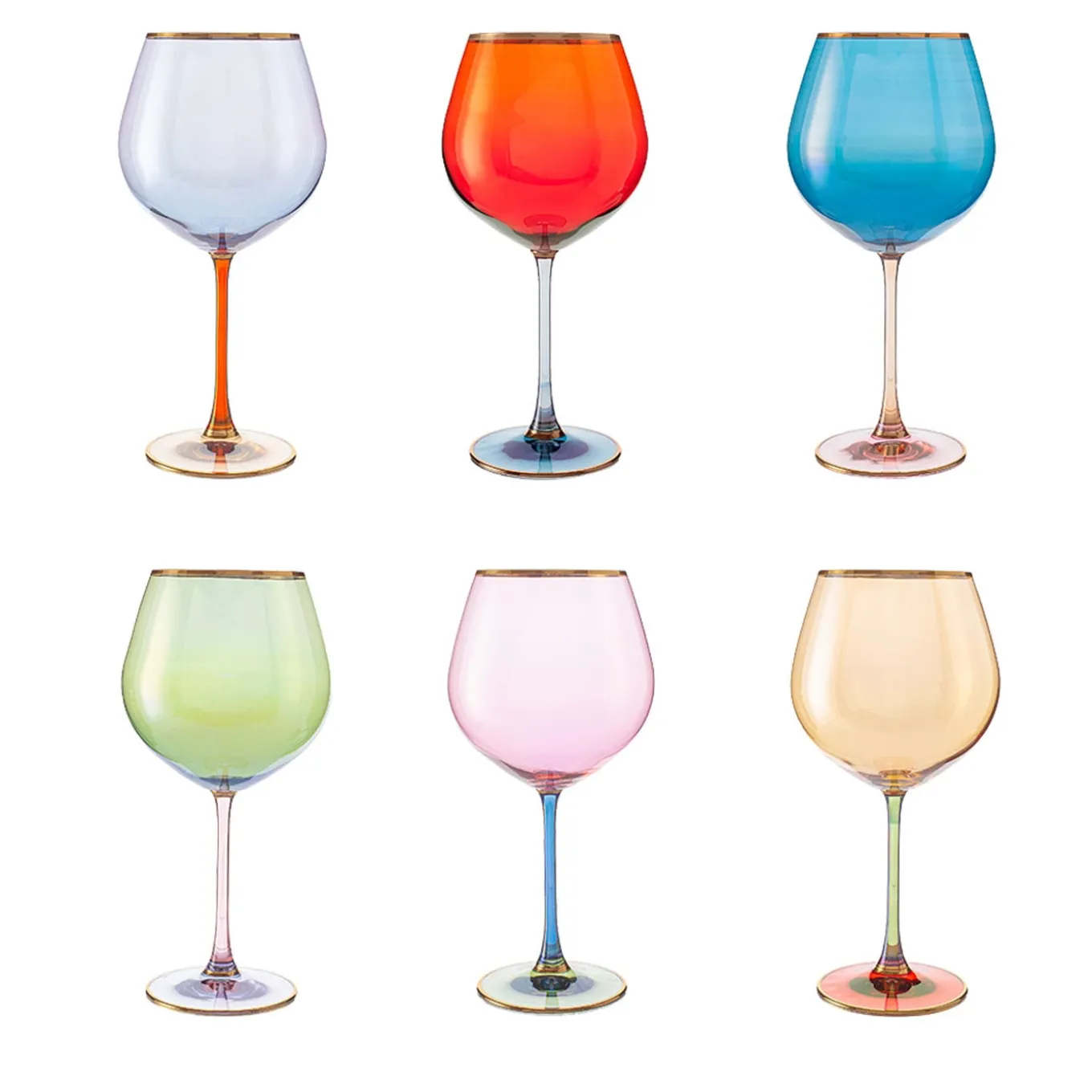 Set di 6 bicchieri da degustazione policromi