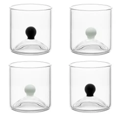 Set di 4 bicchieri da shot Las Chicas in bianco e nero