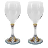 Set di 2 bicchieri da vino medi con fiori di Raffaellesco