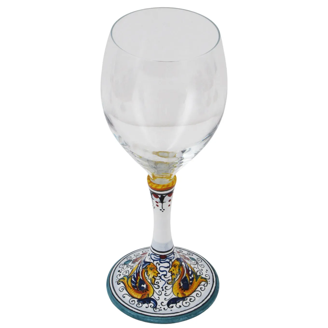 Set di 2 bicchieri da vino medi con fiori di Raffaellesco