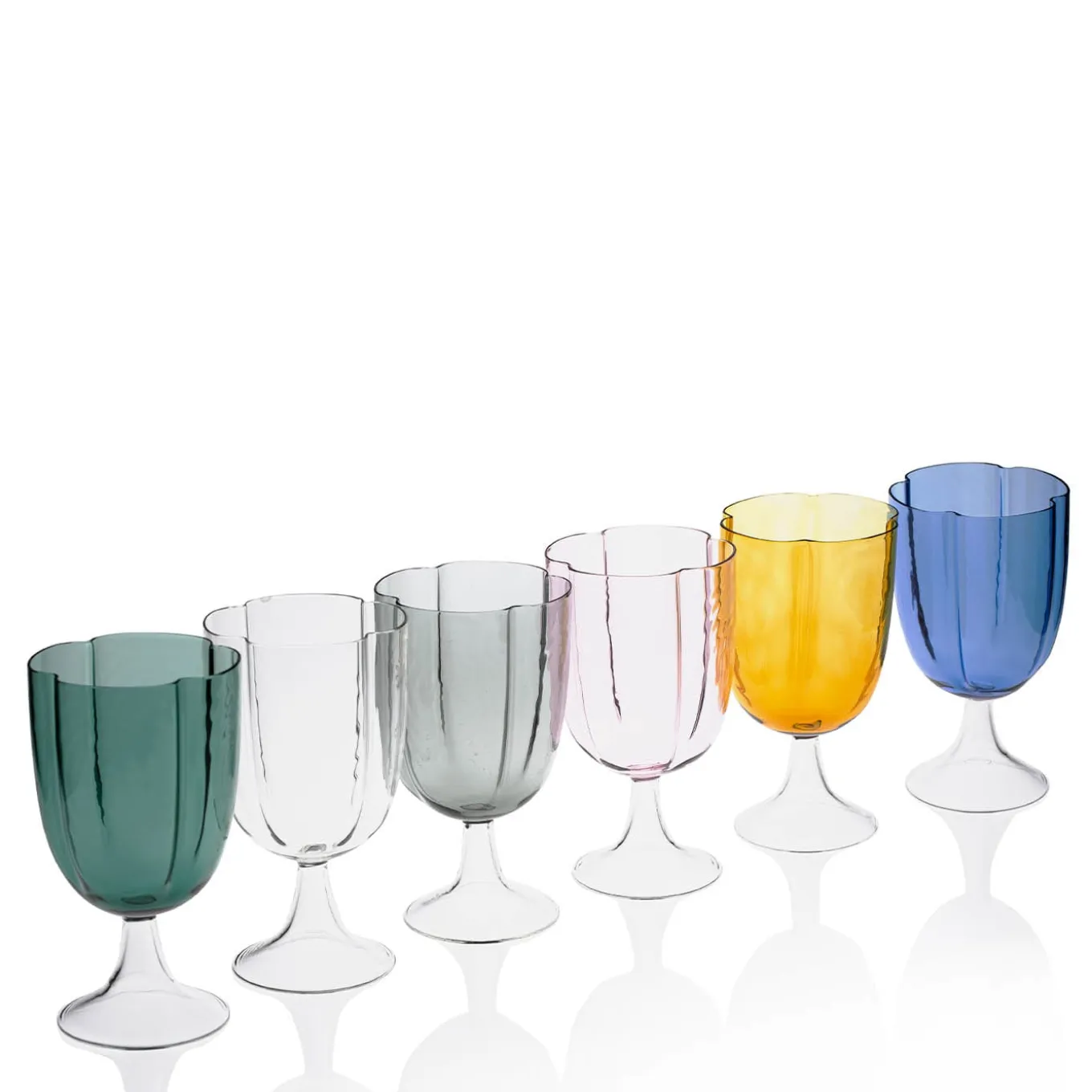 Set di 4 bicchieri da vino trasparenti a petalo